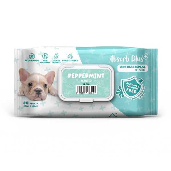 Absorb Plus 寵物抗菌濕紙巾(薄荷香)80入